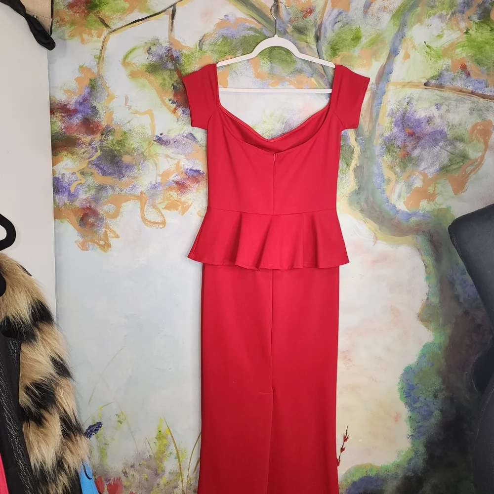 NWOT Red MAXI Dress with Peplum Style Skirt - Picture 8 of 14